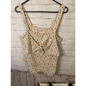 Madewell Womens Tie Front Cami Top Terrazzo Speckled Lightweight Tank Top